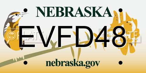 EVFD48 Nebraska License Plate