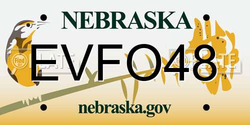 EVFO48 Nebraska License Plate