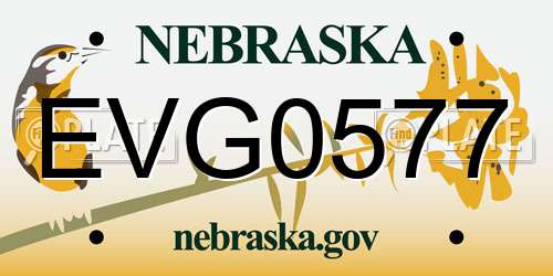 EVG0577 Nebraska License Plate
