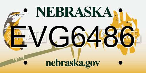 EVG6486 Nebraska License Plate
