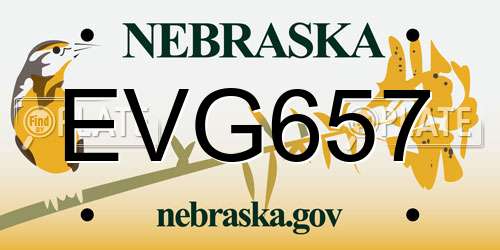 EVG657 Nebraska License Plate
