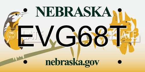 EVG68T Nebraska License Plate