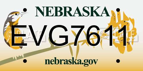EVG7611 Nebraska License Plate