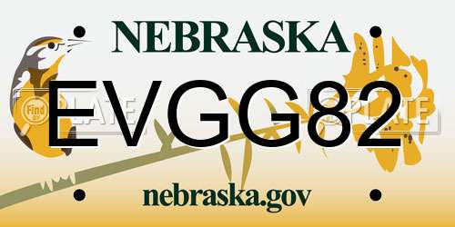 EVGG82 Nebraska License Plate