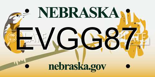 EVGG87 Nebraska License Plate