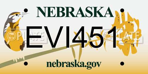 EVI451 Nebraska License Plate