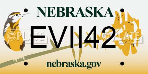 EVII42 Nebraska License Plate
