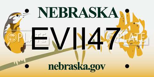 EVII47 Nebraska License Plate