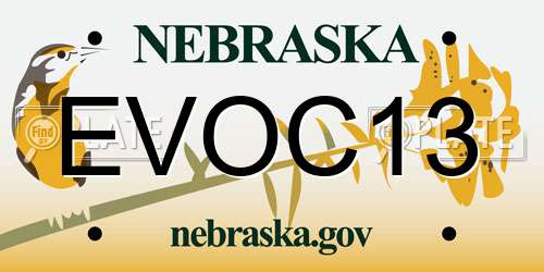EVOC13 Nebraska License Plate