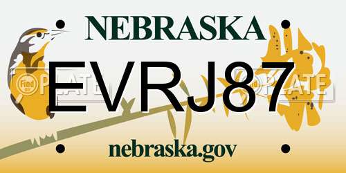 EVRJ87 Nebraska License Plate