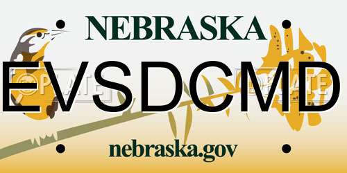EVSDCMD Nebraska License Plate