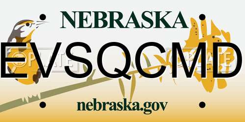 EVSQCMD Nebraska License Plate