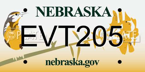 EVT205 Nebraska License Plate
