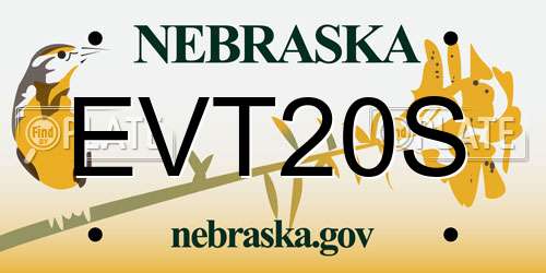 EVT20S Nebraska License Plate