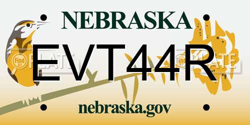 EVT44R Nebraska License Plate