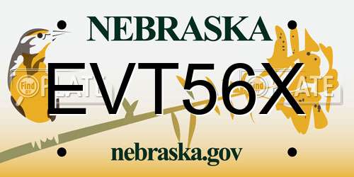 EVT56X Nebraska License Plate