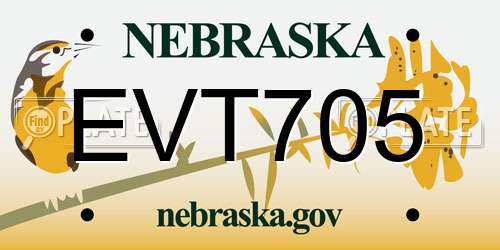 EVT705 Nebraska License Plate
