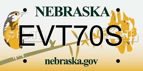 EVT70S Nebraska License Plate