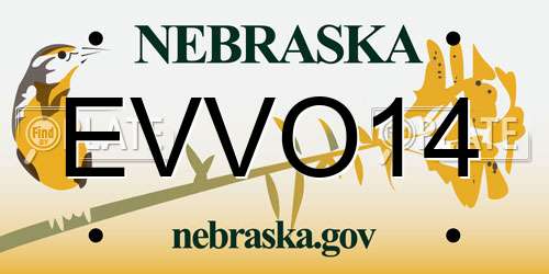 EVVO14 Nebraska License Plate