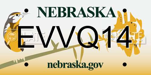 EVVQ14 Nebraska License Plate