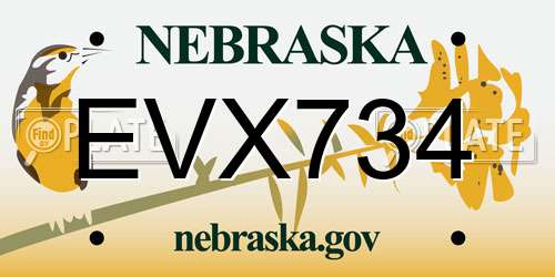 EVX734 Nebraska License Plate