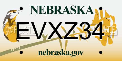 EVXZ34 Nebraska License Plate