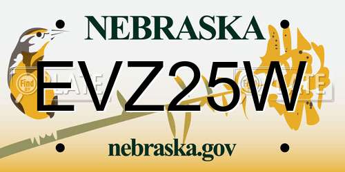 EVZ25W Nebraska License Plate