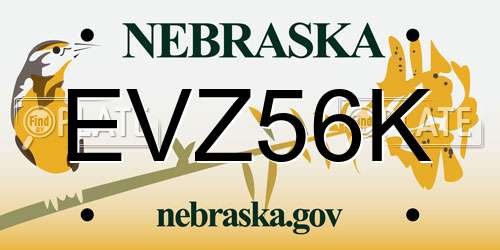 EVZ56K Nebraska License Plate