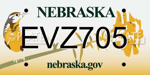 EVZ705 Nebraska License Plate