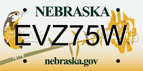 EVZ75W Nebraska License Plate
