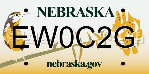 EW0C2G Nebraska License Plate