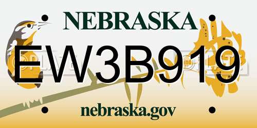 EW3B919 Nebraska License Plate