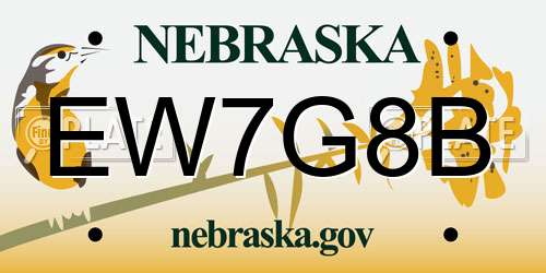 EW7G8B Nebraska License Plate
