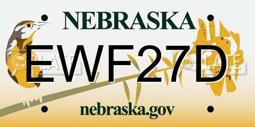 EWF27D Nebraska License Plate