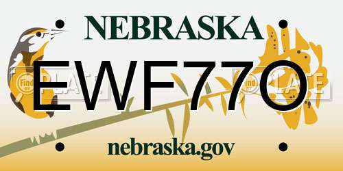 EWF77O Nebraska License Plate