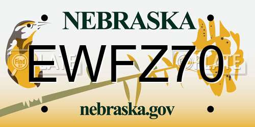 EWFZ70 Nebraska License Plate