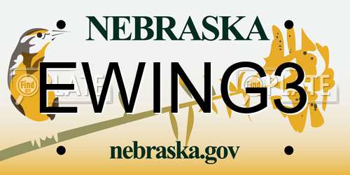 EWING3 Nebraska License Plate