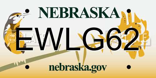 EWLG62 Nebraska License Plate