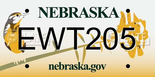 EWT205 Nebraska License Plate