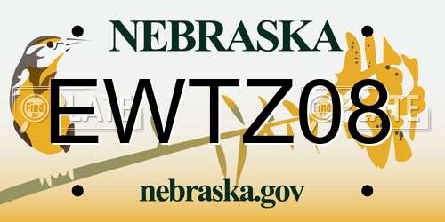 EWTZ08 Nebraska License Plate