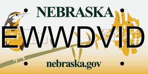 EWWDVID Nebraska License Plate