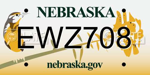 EWZ708 Nebraska License Plate