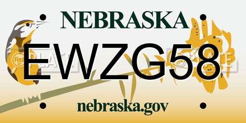 EWZG58 Nebraska License Plate