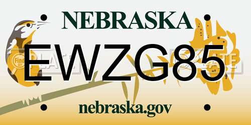 EWZG85 Nebraska License Plate