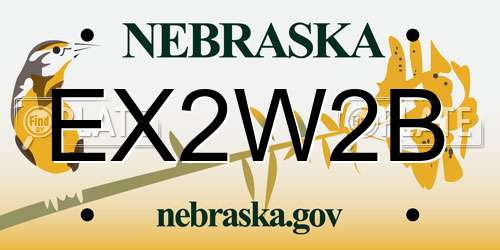 EX2W2B Nebraska License Plate
