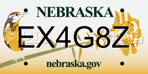 EX4G8Z Nebraska License Plate