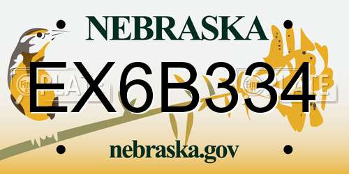 EX6B334 Nebraska License Plate
