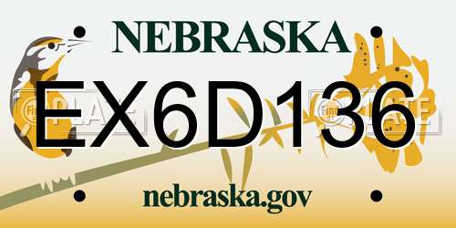 EX6D136 Nebraska License Plate