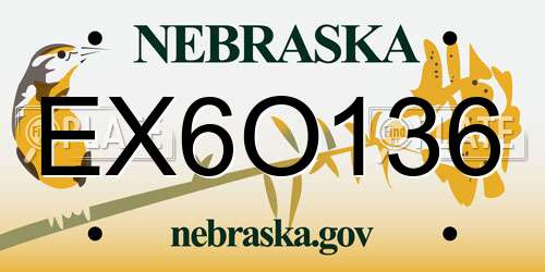 EX6O136 Nebraska License Plate