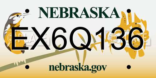 EX6Q136 Nebraska License Plate